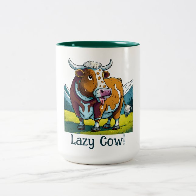 Caneca De Café Em Dois Tons Vaca preguiçosa (Centro)