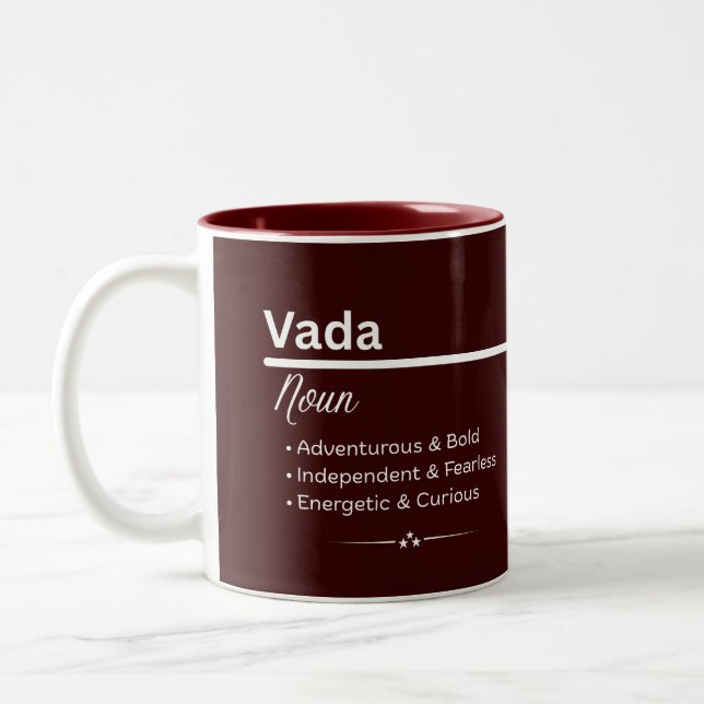 Caneca De Café Em Dois Tons Vada Personalized Name Coffee Mug (Esquerda)