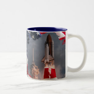 CANECA DE CAFÉ EM DOIS TONS VAIVÉM ESPACIAL DA NASA DA BANDEIRA DOS EUA