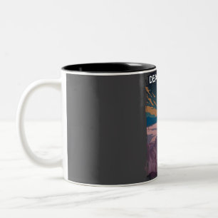Caneca De Café Em Dois Tons Vale da Morte Parque Nacional Vintage Retro Mínimo