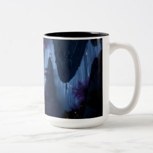Caneca De Café Em Dois Tons vale de montanha no crepúsculo