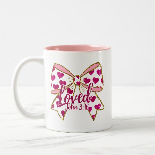 Caneca De Café Em Dois Tons Valentine Coquette Cristã  (Esquerda)