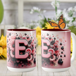 Caneca De Café Em Dois Tons Valentine Day 3D A to Z Alphabet Coffee Mug
