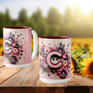 Caneca De Café Em Dois Tons Valentine Day 3D A to Z Alphabet Coffee Mug