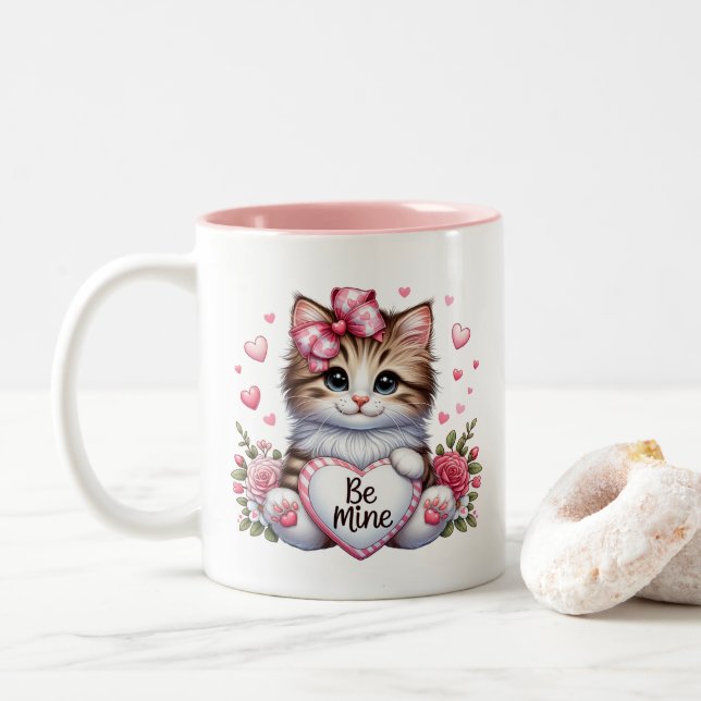 Caneca De Café Em Dois Tons Valentine Hearts  (Com Donut)