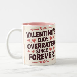 Caneca De Café Em Dois Tons Valentine's day overated since forever chic