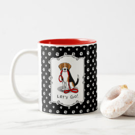 Caneca De Café Em Dois Tons Vamos! (andar) Cão de Beagle (triz cor 3)