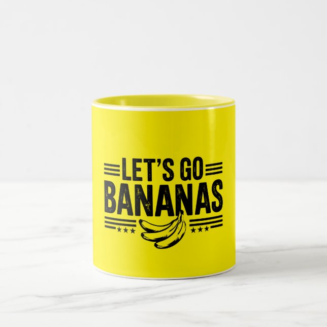 Caneca De Café Em Dois Tons Vamos Engraçado Bananas Afastadas Banana (Centro)