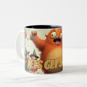 Caneca De Café Em Dois Tons Vamos Ficar Assustadores – Diversão de Festa de Mo