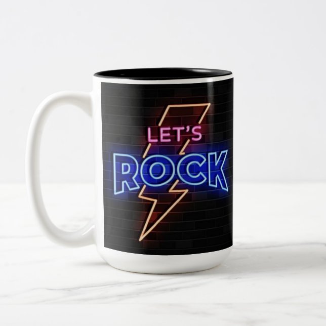 Caneca De Café Em Dois Tons Vamos Rock Lightning Bolt (Esquerda)