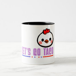 Caneca De Café Em Dois Tons Vamos Taco Engraçado Rosto de Frango - Cute Kawaii