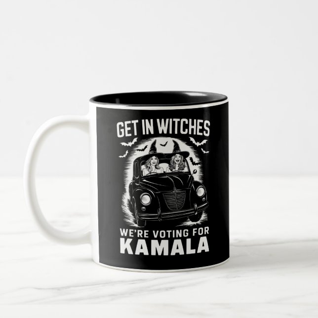 Caneca De Café Em Dois Tons Vamos votar no Kamala Halloween (Esquerda)