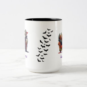 Caneca De Café Em Dois Tons Vampiro Engraçado Hora da Soneca Fofo Whimsigoth H