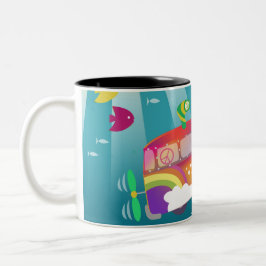 Caneca De Café Em Dois Tons Van da Paz Profunda - Submarino da Paz em Groovy