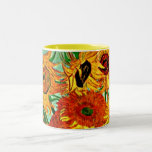 Caneca De Café Em Dois Tons Van Gogh - Girassóis 12<br><div class="desc">Pintura de Vincent van Gogh,  Vaso de Vida Estática com Doze Girassóis,  caneca de café.</div>