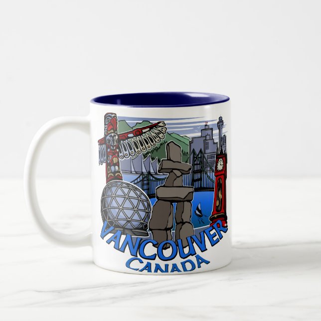 Caneca De Café Em Dois Tons Vancouver Canadá Cafezinhos Lâmpadas e Óculos (Esquerda)