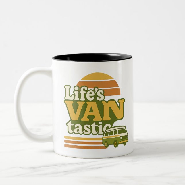 Caneca De Café Em Dois Tons VANtastic Retro 70s Van Graphic da vida (Esquerda)