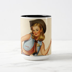 Caneca De Café Em Dois Tons Vaqueira Pin-up