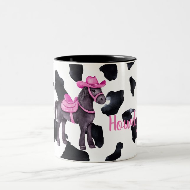 Caneca De Café Em Dois Tons Vaqueira Rosa Olá Cavalo (Centro)