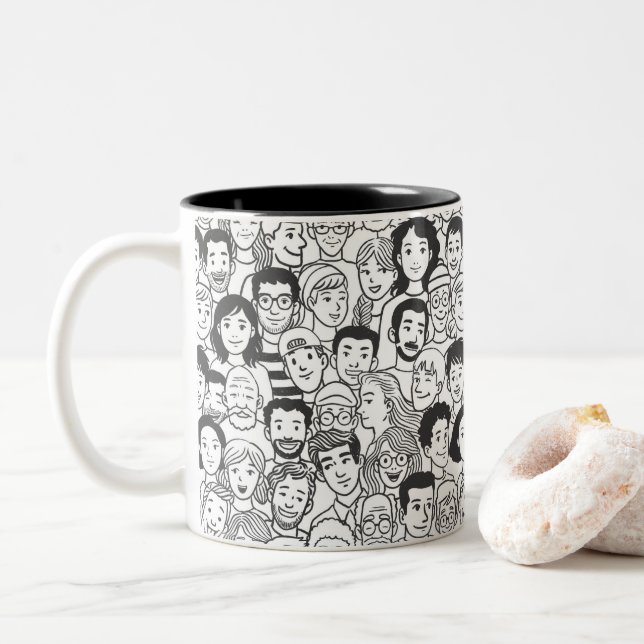Caneca De Café Em Dois Tons Várias pessoasModos (Com Donut)