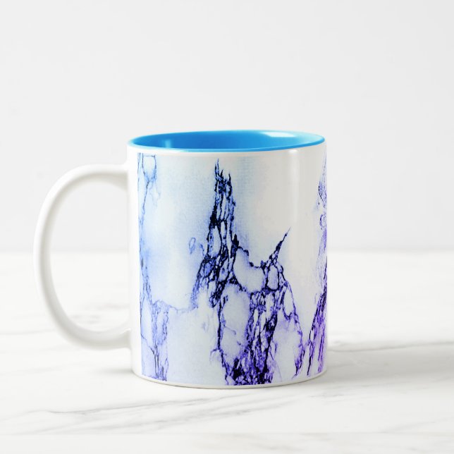 Caneca De Café Em Dois Tons Variedade de Marmorizado Roxo e Azulado (Esquerda)