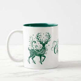 Caneca De Café Em Dois Tons Veado de Feriado