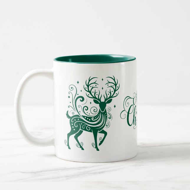 Caneca De Café Em Dois Tons Veado de Feriado (Esquerda)