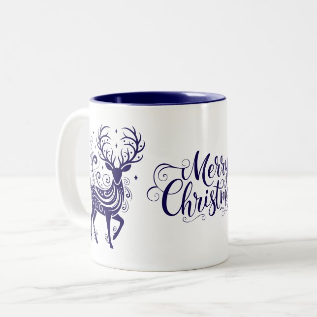 Caneca De Café Em Dois Tons Veado de Feriado (Frente Esquerda)
