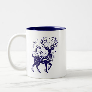 Caneca De Café Em Dois Tons Veado de Feriado