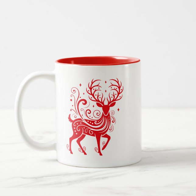 Caneca De Café Em Dois Tons Veado de Feriado (Esquerda)