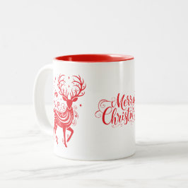 Caneca De Café Em Dois Tons Veado de Feriado