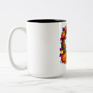Caneca De Café Em Dois Tons Veado de Outono em Moldura de Abóbora