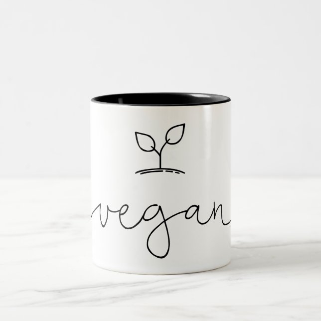 Caneca De Café Em Dois Tons Vegan Minimalística (Centro)