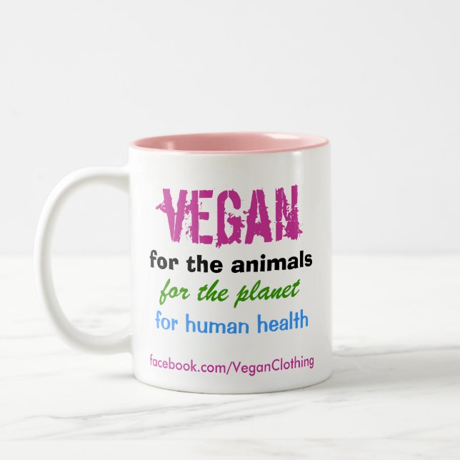 Caneca De Café Em Dois Tons Vegan para os animais (Esquerda)
