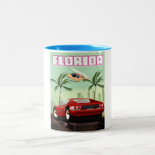 Caneca De Café Em Dois Tons Veículo desportivo vermelho da Flórida