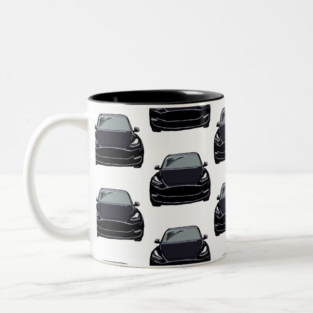 Caneca De Café Em Dois Tons Veículo elétrico a negro SUV (Esquerda)