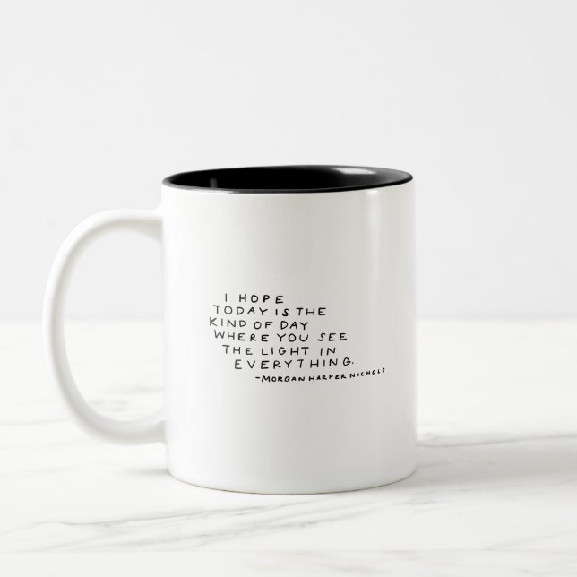 Caneca De Café Em Dois Tons "veja a luz em tudo" (Esquerda)