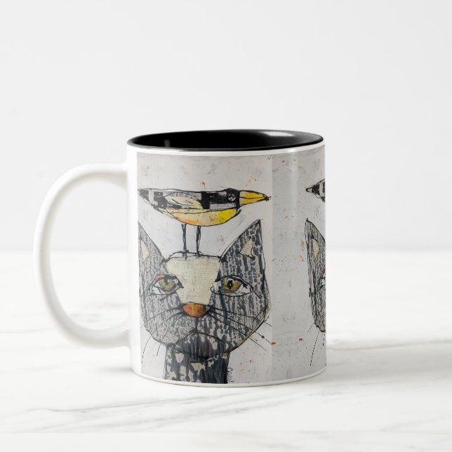 Caneca De Café Em Dois Tons Veja O Pássaro 11oz Mug (Esquerda)