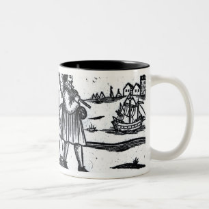 Caneca De Café Em Dois Tons Vela ajustada peregrinos no Mayflower
