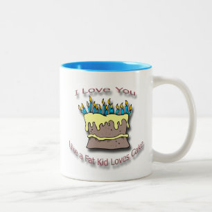 Caneca De Café Em Dois Tons Velas gordas do bolo dos amores do miúdo