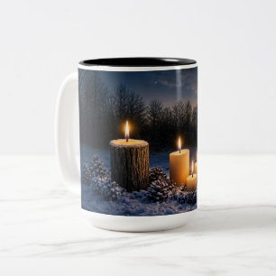 Caneca De Café Em Dois Tons Velas Inspiradas no Solstício na Neve