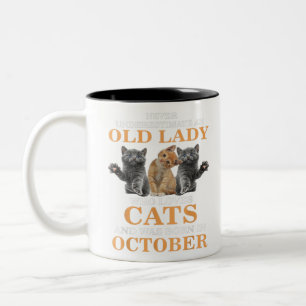 Caneca De Café Em Dois Tons Velha Senhora Adora Nascer De Gato Em Outubro Gati