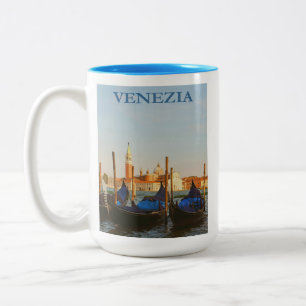 Caneca De Café Em Dois Tons Veneza Itália Gondolas Retro Viagens vintage