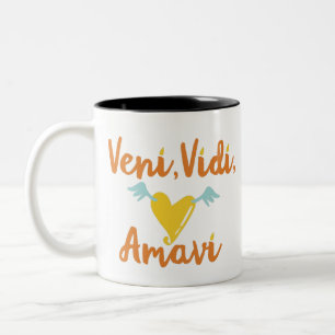 Caneca De Café Em Dois Tons Veni. Vidi. Amavi. (We came. We saw. We loved)