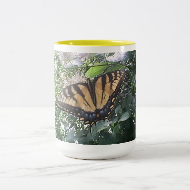 Caneca De Café Em Dois Tons Verão de Monarca Amarela (Centro)