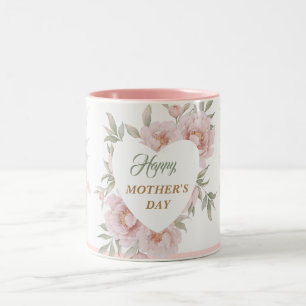 Caneca De Café Em Dois Tons Verde Cor Verde Rosa Molhada Feminina, Dia da Mãe 