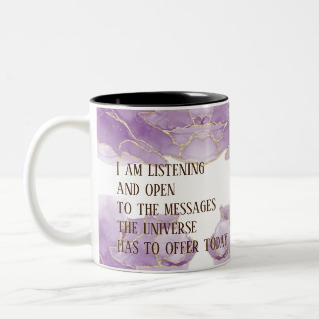 Caneca De Café Em Dois Tons Verde/Dourado Marble de Afirmação Positiva (Esquerda)