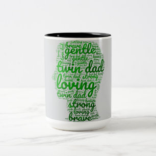 Caneca De Café Em Dois Tons Verde e Cinzas da nuvem mundial de Pais gêmeos