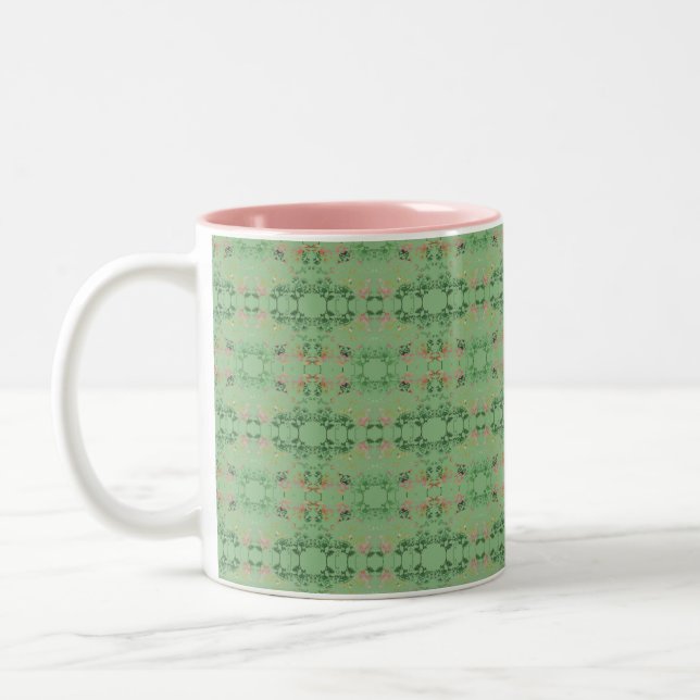 Caneca De Café Em Dois Tons Verde Floral (Esquerda)