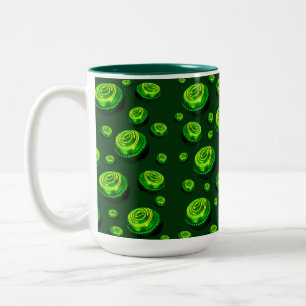 Caneca De Café Em Dois Tons Verdes em Rolha: Padrão de Bolsa de Lâmpada em Tin